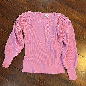 Pink Sweater with Puff Sleeves